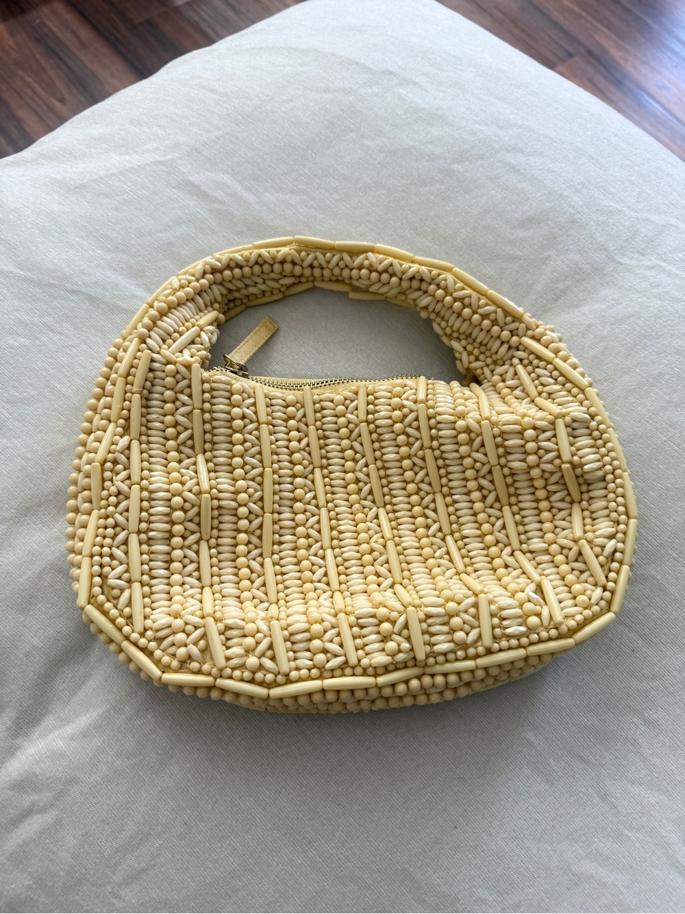 Beaded Yellow Hobo Bag
